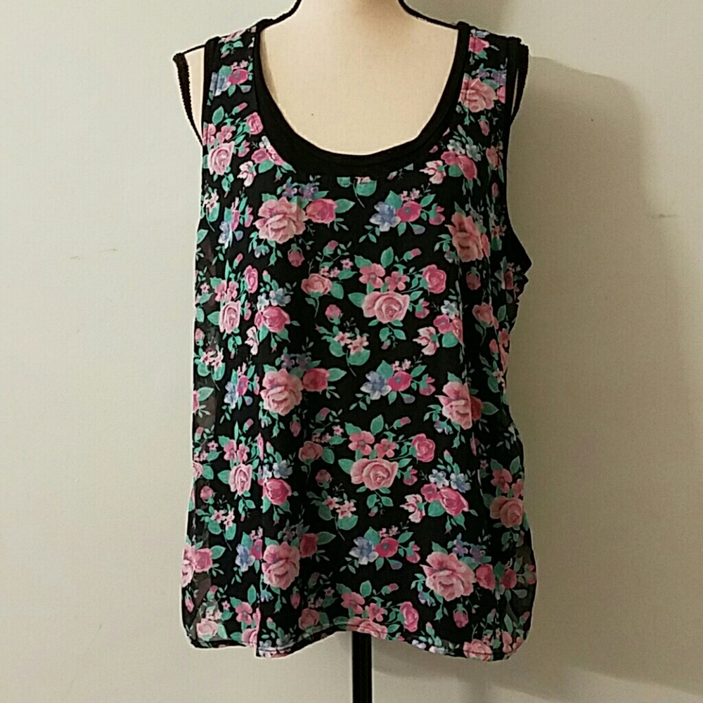 Just Be Floral Print Tank Top XL